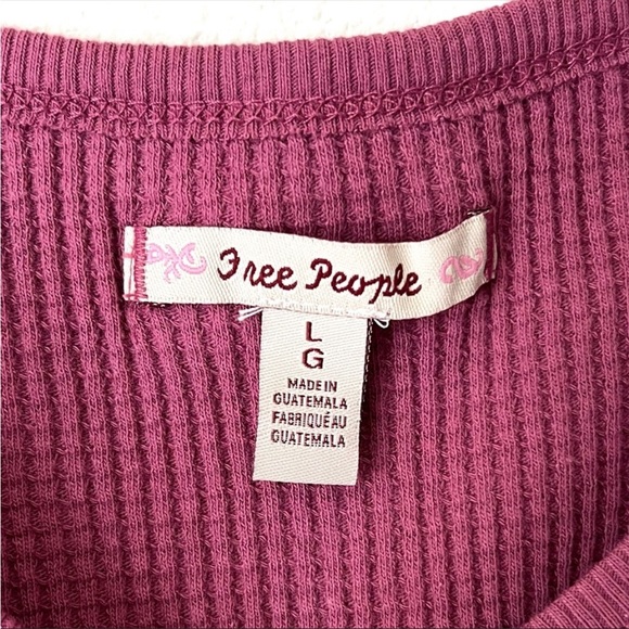 NWT Free People Santa Clara Thermal Top. Mulberry (Wine). Size Large - Picture 2 of 8